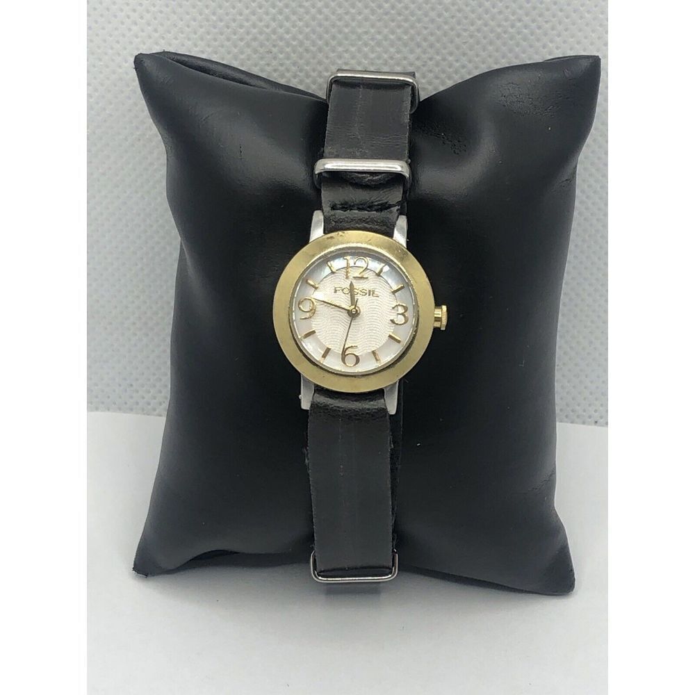 Fossil ES2091 Women's Black Leather Analog Dial Quartz Genuine Wrist Watch PQ89